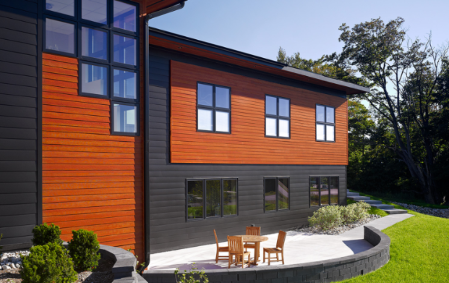 4 Dark Grey Houses with Cedar Accents Allura USA