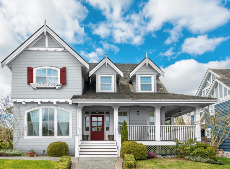 12 Light Grey House with White Trim Design Ideas